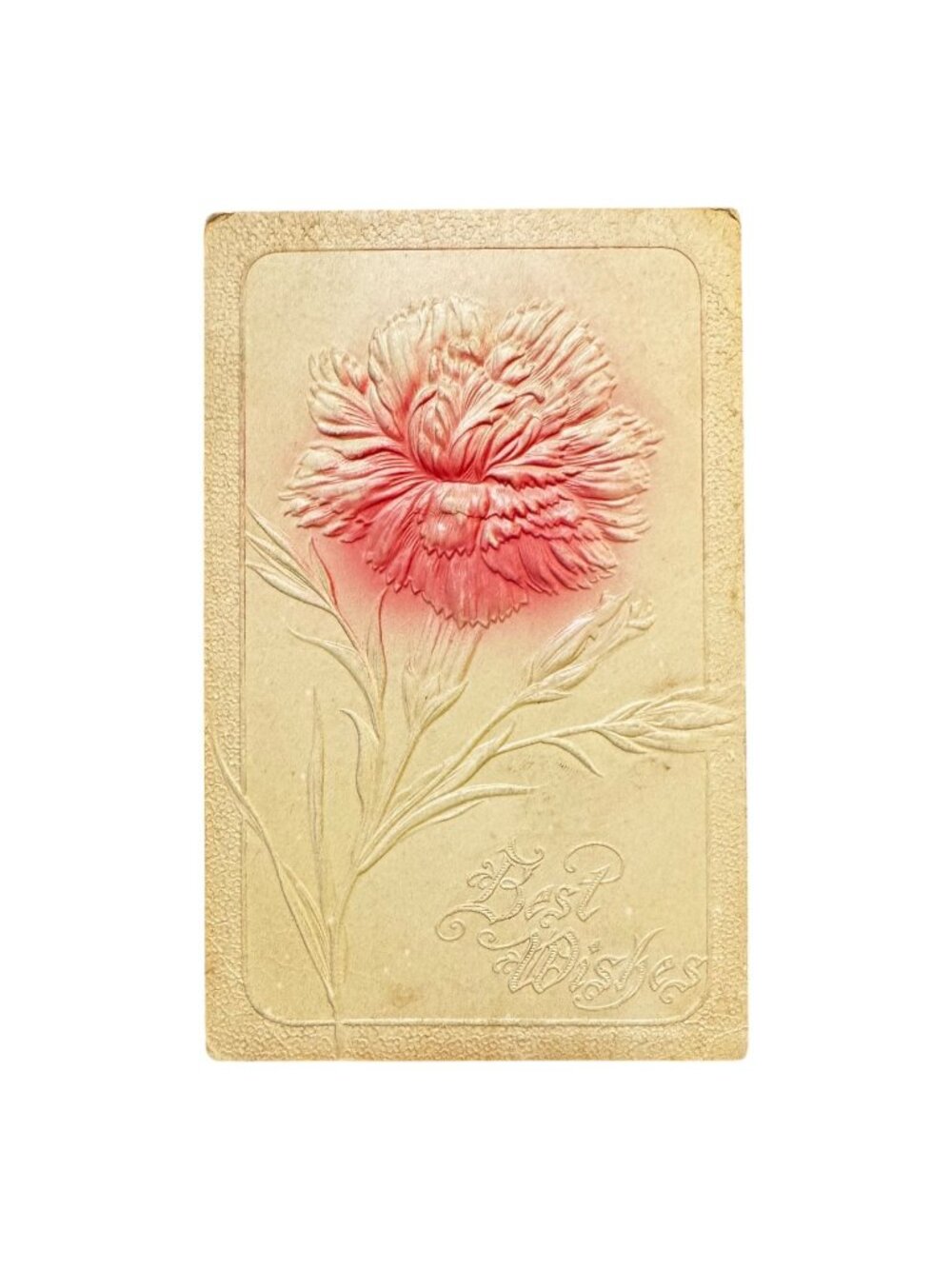 Antique Embossed Postcard With Red Carnation Design & 1¢ Washington Stamp Dated